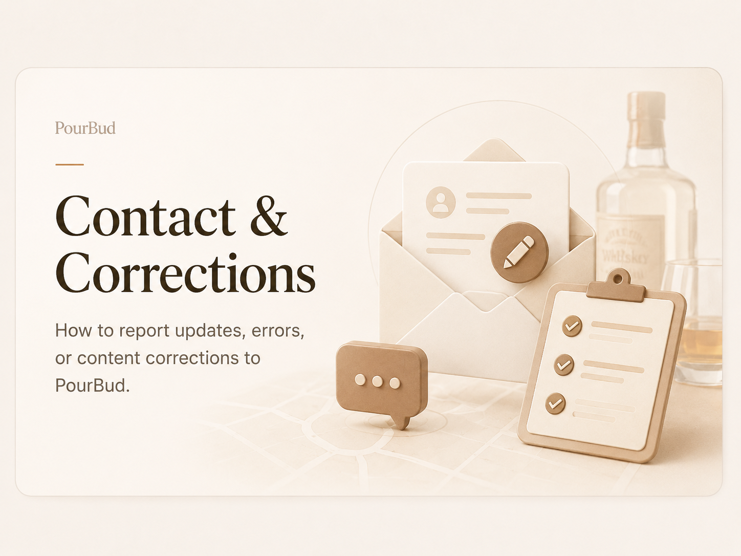 Contact and corrections illustration for PourBud
